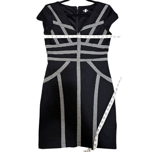 Soho Apparel Black & Silver Cap Sleeve Bodycon Dress Size M - Picture 8 of 9